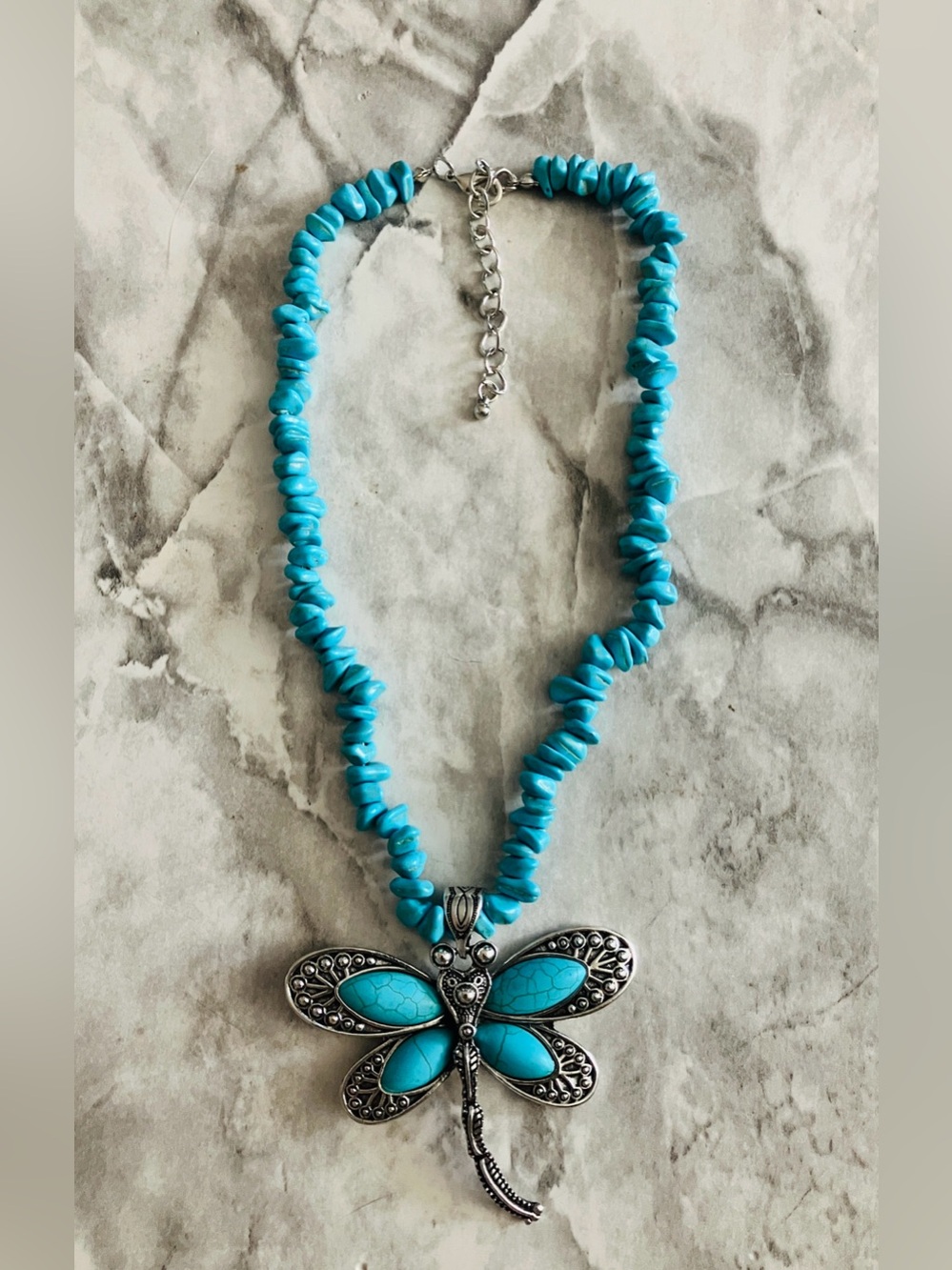 Turquoise Dragonfly Pendant Necklace - Women Jewelry discounted shipping